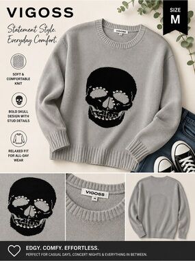 Vigoss Light Gray Knit Crew Sweater